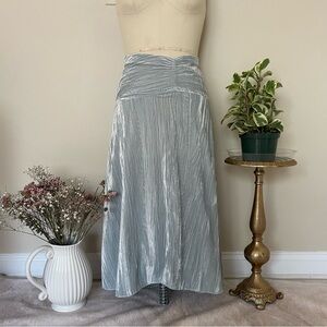 Vince RUCHED VELVET PANELED SKIRT IN PALE SEA GLASS